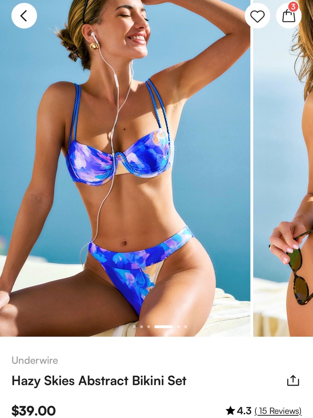Cupshe Blue Purple Abstract Print Underwire Bikini